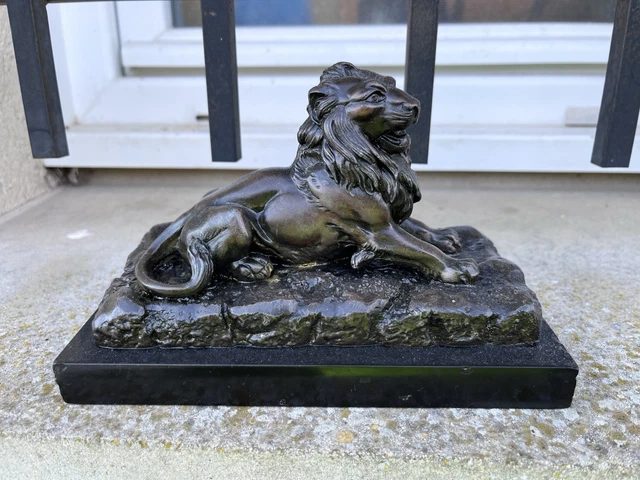 Ancienne Statue Cycliste En Régule Sur Socle Marbre – France