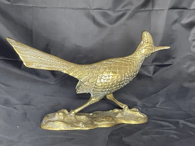 Pair of Vintage Mid Century Hollywood Regency Solid Brass Roadrunners