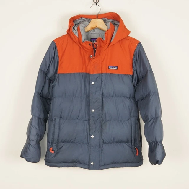PATAGONIA BIVY DOWN Puffer Full Zip Hoody Jacket Blue Boys Sz XL 