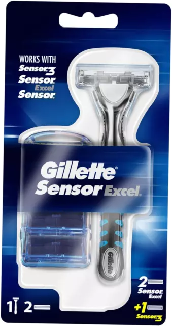Gillette Sensor Excel Nassrasierer Herren Rasierer + 3 Rasierklingen Mit Doppelk
