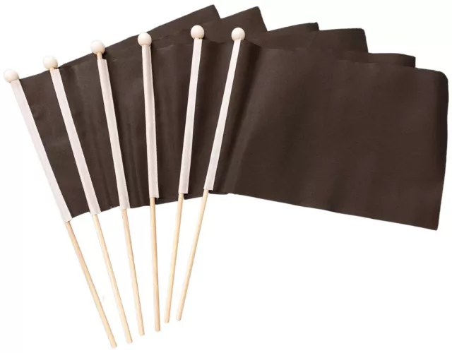 Plain Black Waving Hand Flag 6 Pack FREE UK DELIVERY!