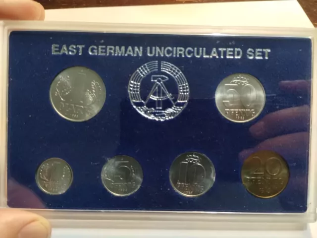 East German Germany Ddr Pfennig Mark Uncirculated Coin Set Cold War Era Bu