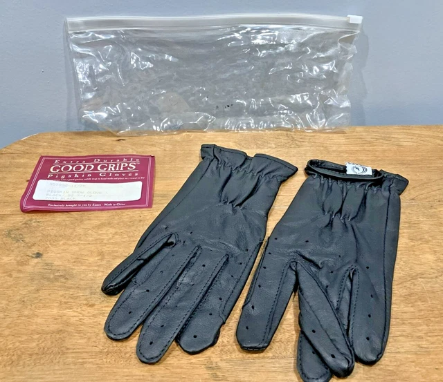 Womens Riding Equestrian Eisers Good Grips Pigskin Show Gloves Black Size 7 1/2