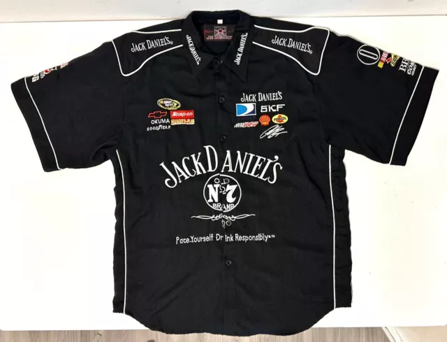 Nascar Jack Daniels Black  Pit crew shirt JH Design Size XXL Embroidered