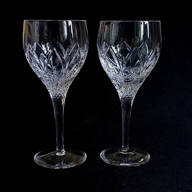 2 (Two) ATLANTIS CHARTRES Cut Lead Crystal Wine Glasses Signed DISCONTINUED