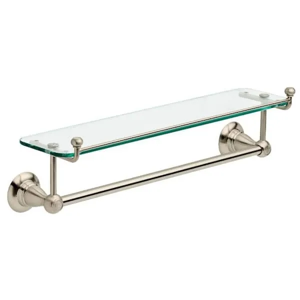 Delta Porter 18" Glass Shelf with Towel Bar Hardware Accessory in Brushed Nickel