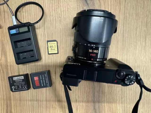 Panasonic LUMIX GX80 16.0MP Digitalkamera - Schwarz (Kit mit 14-140mm Objektiv)
