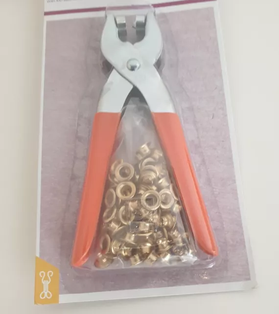 New Eyelet Fabric Punch Plier With 100 Assorted Eyelets Tool Kit Instructions