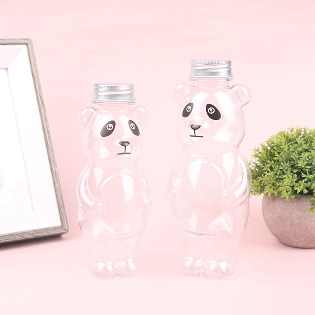1Pc 350 500ml Transparent Thickened Panda Plastic Bottle Juice Drink Bottle ql