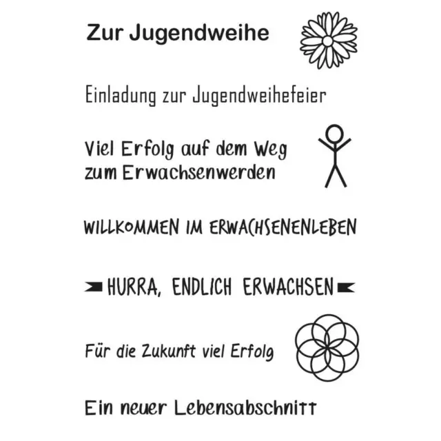 Efco Stempel Clear „Zur Jugendweihe“, transparent, A7/ 74 x 105 mm, 10-teilig