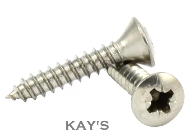 RAISED POZI COUNTERSUNK SELF TAPPING SCREWS A2 STAINLESS TAPPERS No.4,6,7,8,10