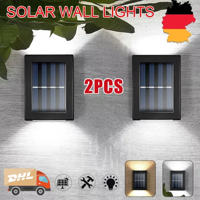 4X LED Solarleuchte Wandleuchte Garten Leuchte Außenlampe Solarlicht Wasserdicht