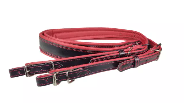 Genuine Leather Accordion Straps Black / Red