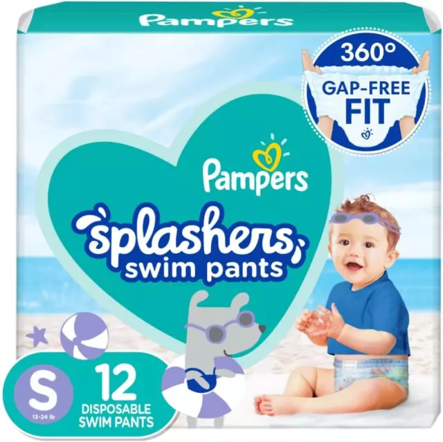 Pampers Splashers 12 Count 13-24 lbs Small (12 Count), Blue