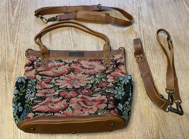Nena & Co One Of A Kind Medium The Perfect Bag Huipil Leather Ooak Floral