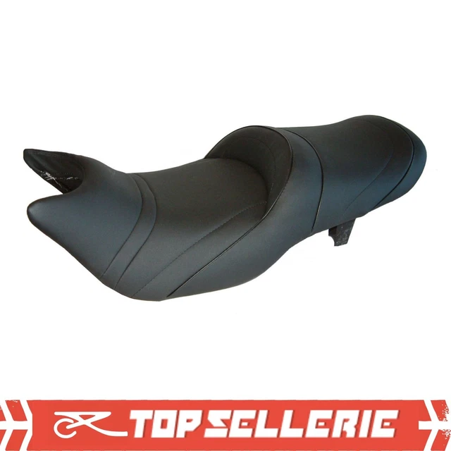 Housse De Selle En Cuir Écologique Pour Honda NT650V Deauville (1998-2006) - Noire Avec Coutures Rouges - Résistante à L'Eau