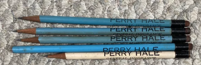 Vintage Paper Ferrule Perry Hale General Insurance Portland CT Pencils Lot of 5