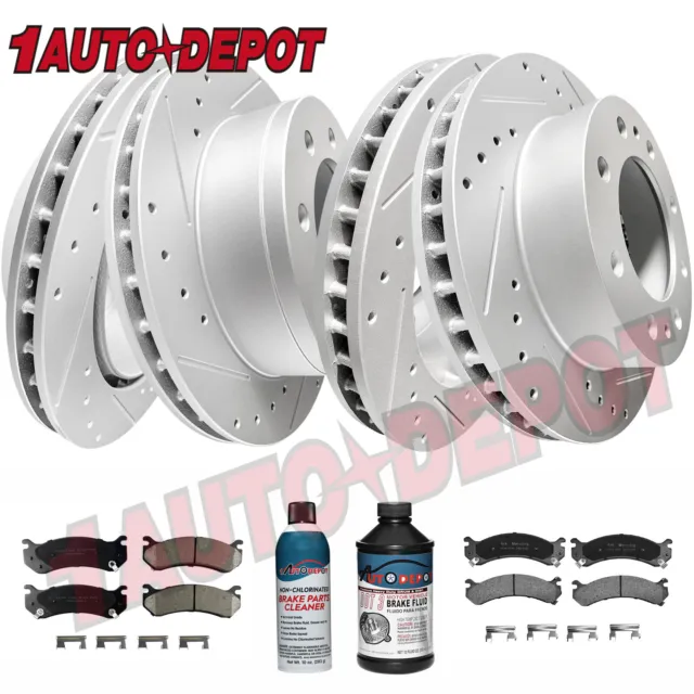 Front Rear Brake Rotors+ Pads Kit for Chevy Silverado Sierra 2500 3500 2001 2010