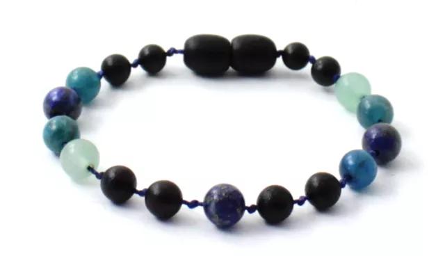 Amber Anklet Bracelet With Apatite Aventurine Lapis Lazuli Blue Jewelry Baltic