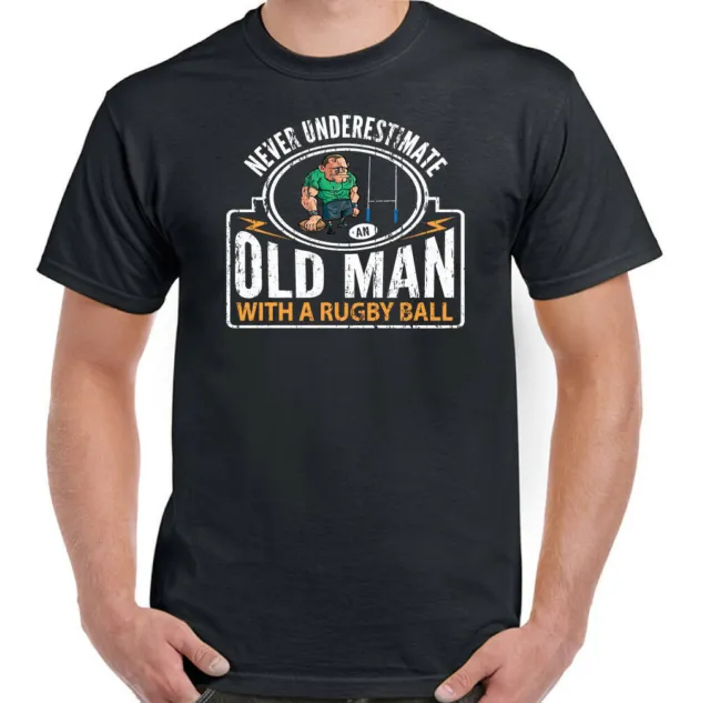 Funny Rugby T-Shirt Mens England Wales Ireland Never Underestimate An Old Man