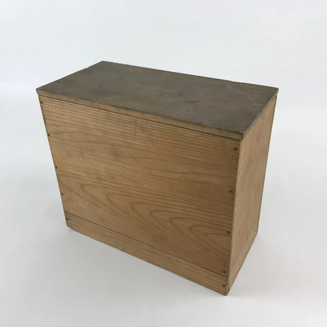 Vintage Japanese Wooden Lidded Pottery Storage Box Inside 26x12.5x23.5cm Tall X3