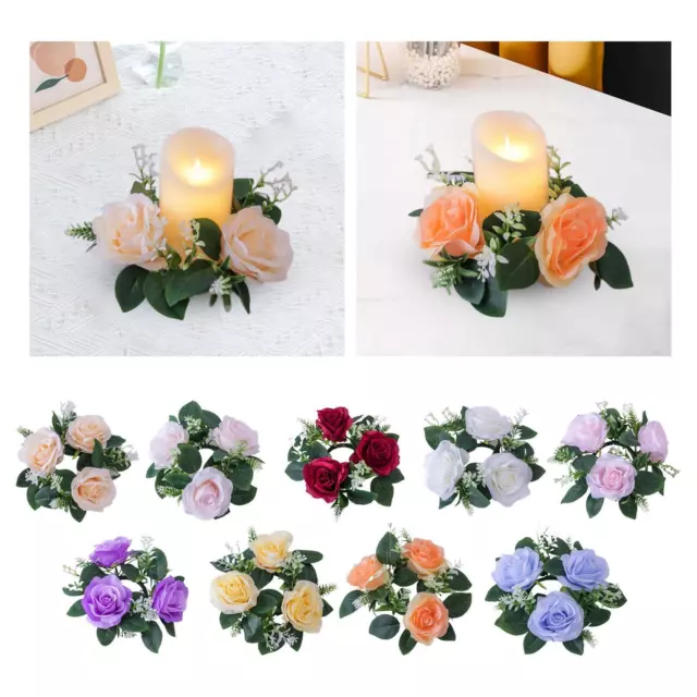 Candle Rings Wreaths 23cm Round Decorative Artificial Floral Flower Garland for