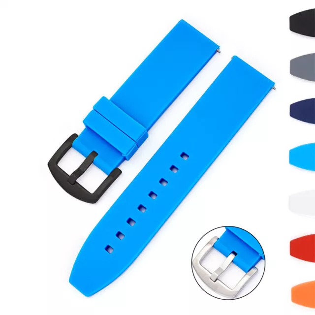 16 18 20 22 24 26 28mm Fast Release Bracelet Silicone Rubber Watch Band Strap