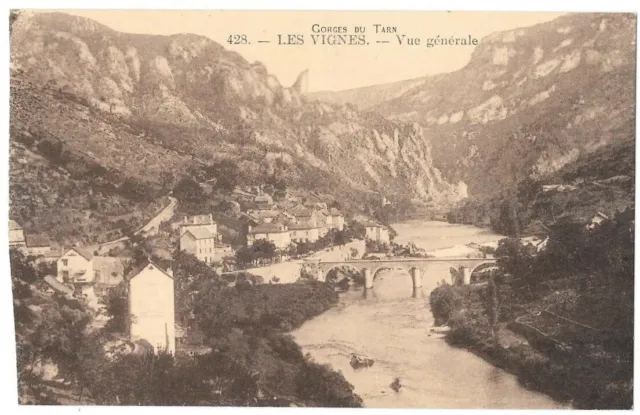 Les VIGNES 48 Les Gorges du Tarn Vue générale  CPA sépia non circulée vers 1930