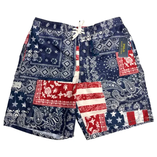 Polo Ralph Lauren Swim Trunks Red White Blue Board Shorts New York Patriotic $98