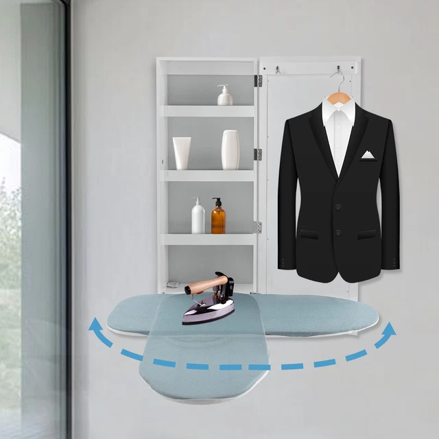 MODERN FOLDABLE WALL Mount Ironing Board Built in Swivel Board