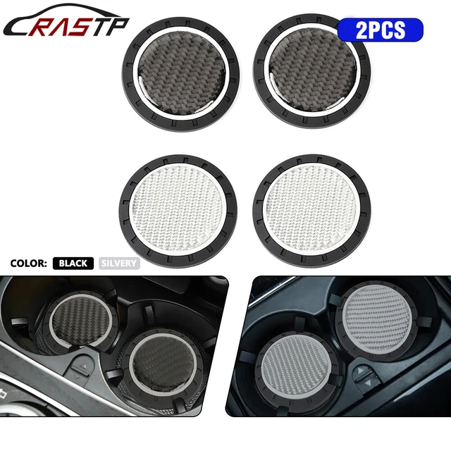 2X Carbon Fiber Car Cup Holder Pad Auto Water Cup Slot Non-Slip Mat Accessories