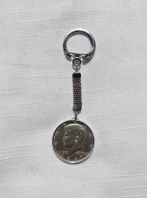 Vintage Collectible Swank John F Kennedy 1967 Half Dollar Key Chain Ring.