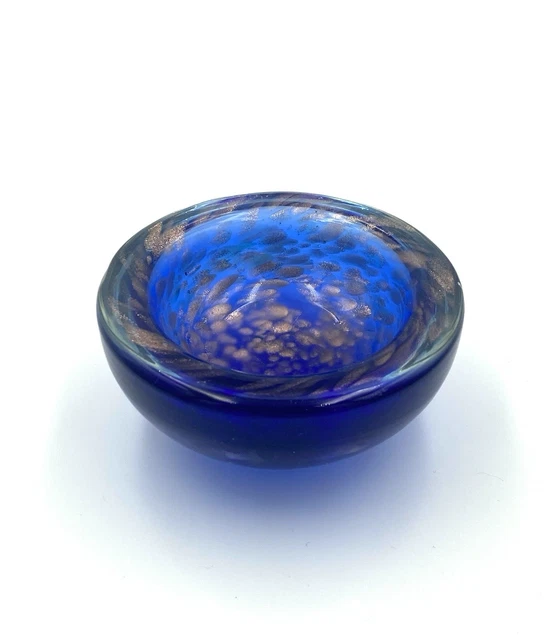 Cendrier Vide-Poche Murano Avec Inclusions Dorées - Style Contemporain Années 1990-2000