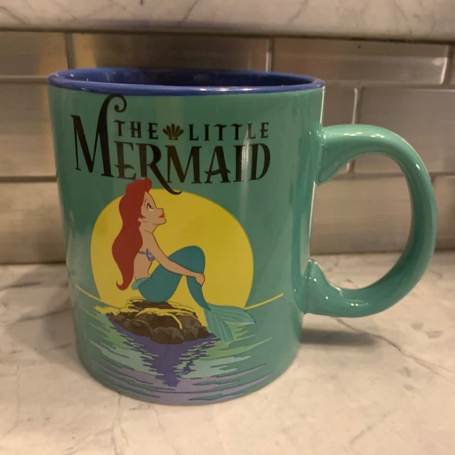 DISNEY VINTAGE THE Little Mermaid Ariel on Rock Coffee Mug Cup Silver