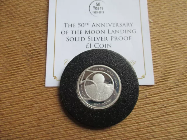 50th ANNIVERSARY -MOON LANDING - SILVER PROOF COIN  -COA