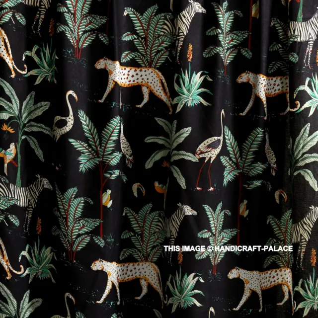 Indien Coton Handmade Animal Tissu Imprimé Noir Couture Artisanat de 4.6m 2