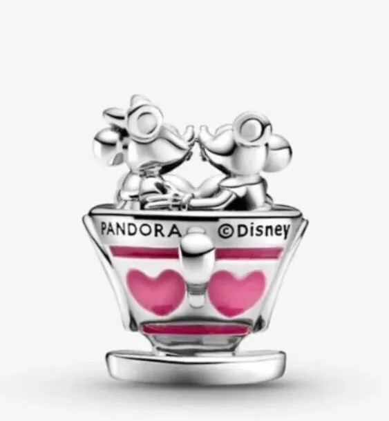 Authentic Pandora Charm Mickey & Minnie Valentine’s Day Teacup Disney Park Exclu 2