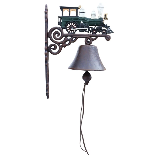 Campana de pared timbre de puerta hierro fundido tren decoración estilo antiguo