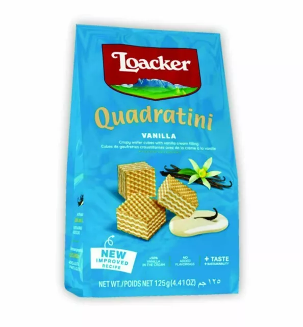 Loacker Quadratini Vanilla Delicious Crispy Bite Size Wafer Cube With Cream,125G