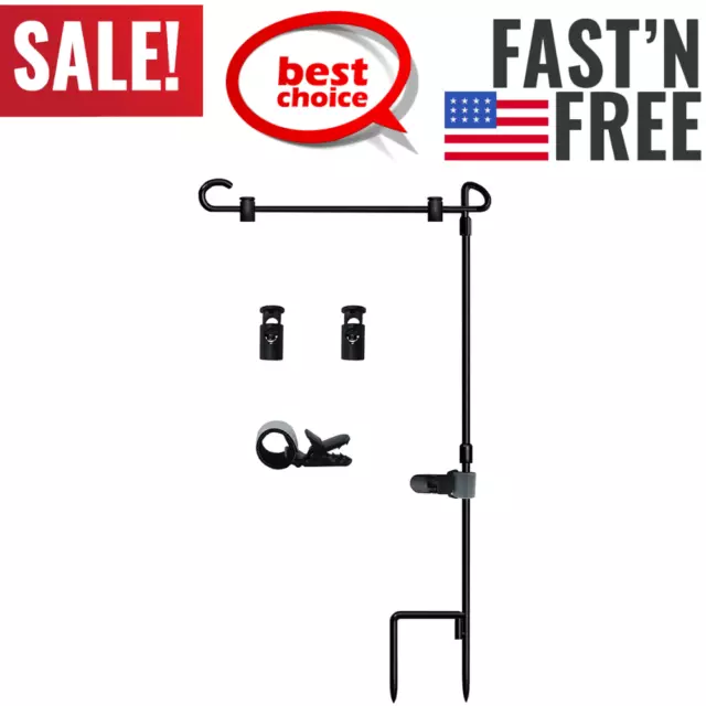 Garden Flag Stand Holder Pole With Garden Flag Stopper And Anti Wind Clip House
