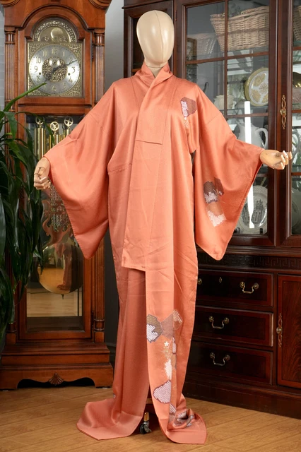 Dear Vanilla Japanese Silk Homongi Kimono Women's Authentic Japan Vintage Mint
