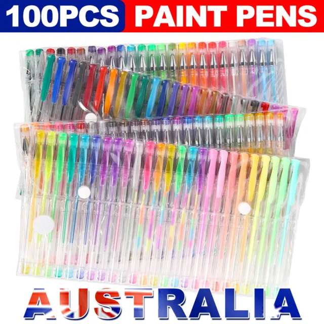 Glitter Gel Pens (100 pcs) with 2.5X More Ink - Craft  Kids & Adult Colouring AU