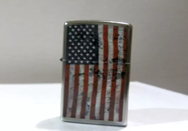 Zippo Lighter Distressed American Battle Flag Old Glory - Empty Fluid