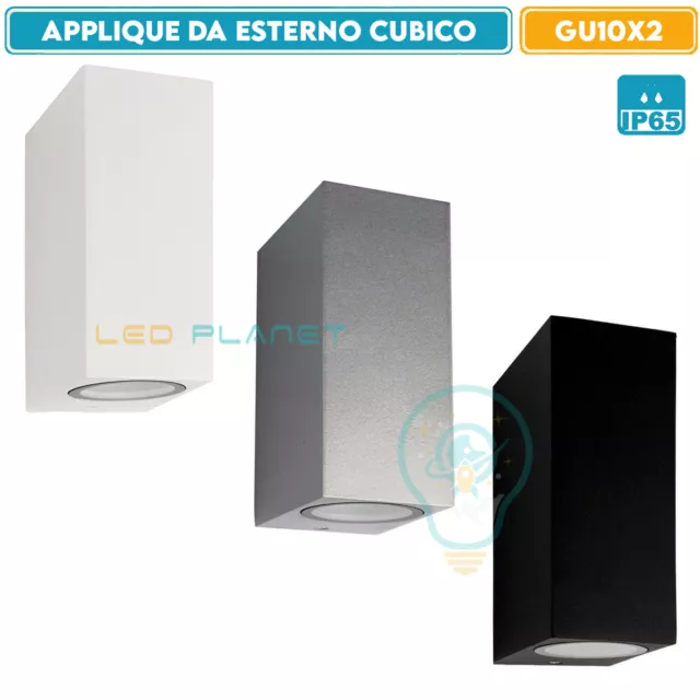 Applique Faretto A Parete Da Per Esterno Muro Terrazzo Doppia Luce Led Gu10 Ip65