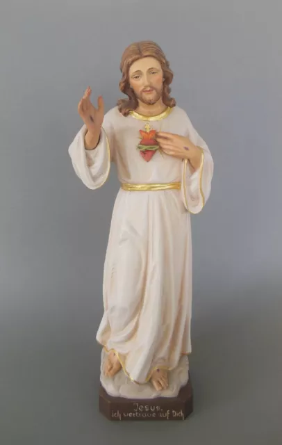 Herz Jesu Figur Jesus Christus Holzfigur 37 cm hoch Holz geschnitzt bemalt