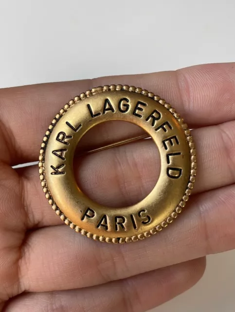 RARE Karl Lagerfeld Paris Vintage Round Pin Brooch