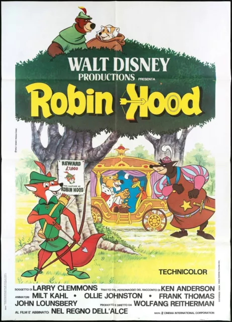 Robin Hood Poster Walt Disney Sherwood Forest Nottingham 1973 Movie Poster 2F