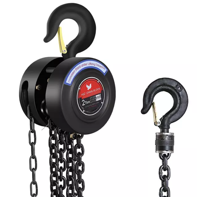 Manual Chain Hoist | 1 Ton/2000 Lbs Capacity | 10’ Lift | 2 Hooks | Manual Hand