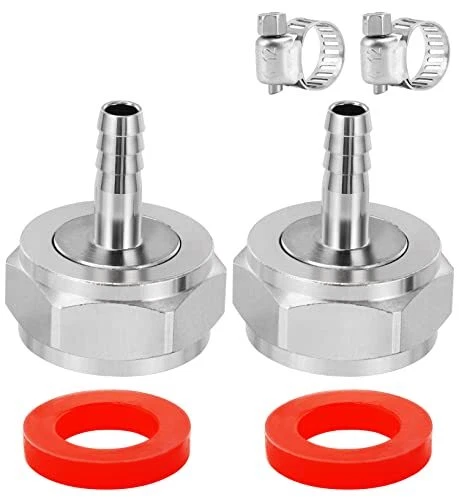 2 PackHilangsan Keg Coupler Barb Connector 1/4'' Beer Barb G5/8 Thread Hex Nu...