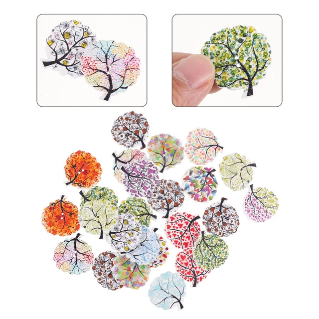 50 stücke nähen buttons dekorative nähende schnallen farbe baum design kleidung